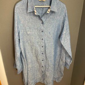 Soft Surroundings | Blue Women's Linen Shirt | XL
